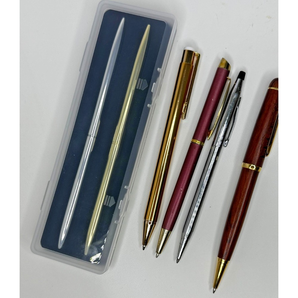 Ball Pint Pens Cross Cynthia Rowley Grandma Marcus Wood Metal SIlver Gold Set